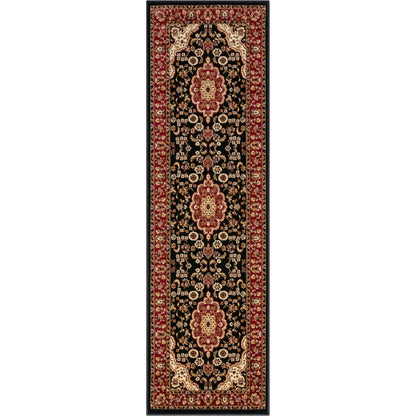 Medallion Kashan Black Traditional Rug 54103