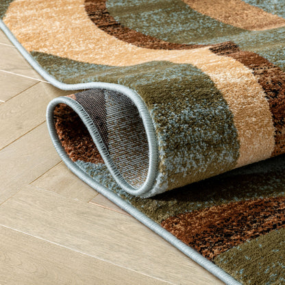 Nirvana Waves Multi Blue Modern Rug 54705