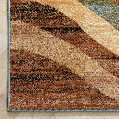 Nirvana Waves Multi Blue Modern Rug 54705