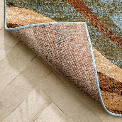 Nirvana Waves Multi Blue Modern Rug 54705
