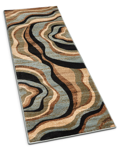 Nirvana Waves Multi Blue Modern Rug 54705