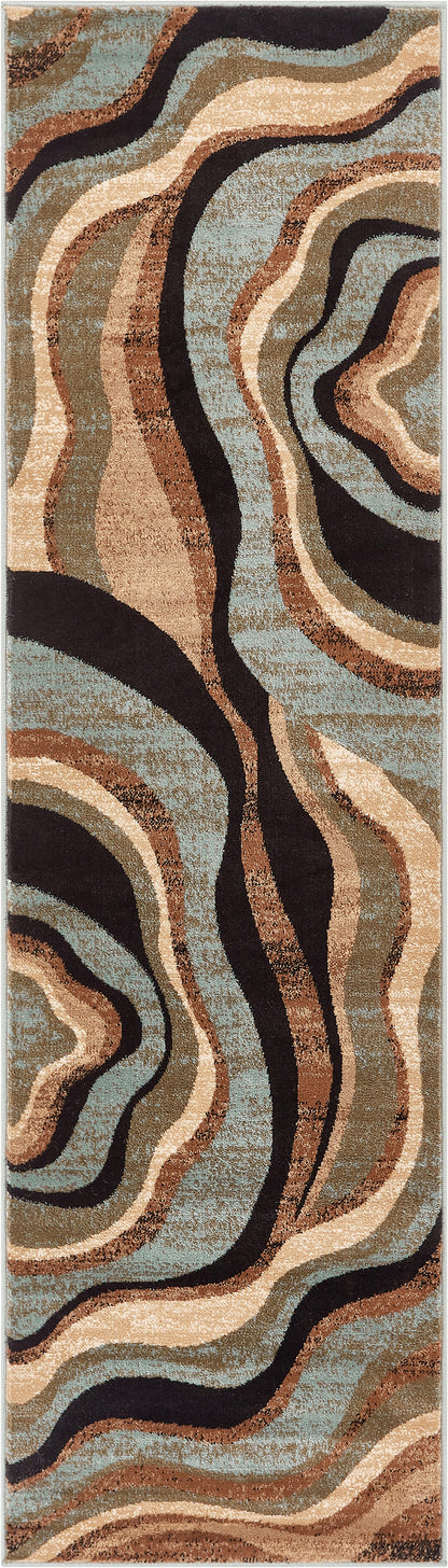 Nirvana Waves Multi Blue Modern Rug 54705