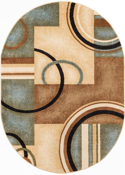 Arcs & Shapes Light Blue Modern Rug 54786