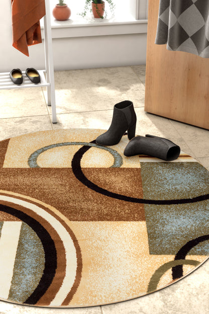 Arcs & Shapes Light Blue Modern Rug 54786