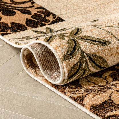 Vane Willow Damask Beige Transitional Rug 54822