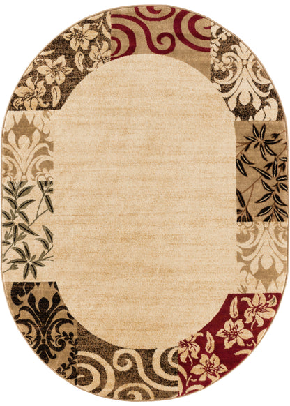Vane Willow Damask Beige Transitional Rug 54822