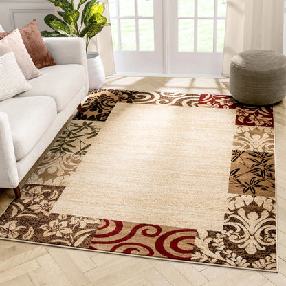 Vane Willow Damask Beige Transitional Rug 54822