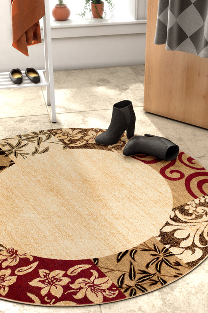 Vane Willow Damask Beige Transitional Rug 54822