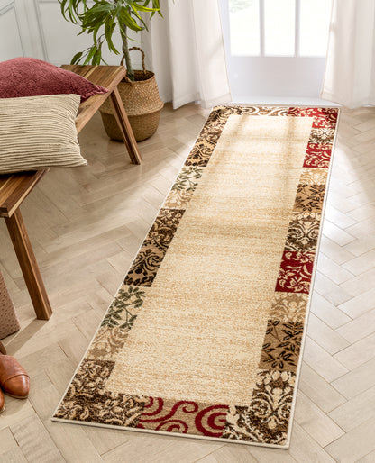 Vane Willow Damask Beige Transitional Rug 54822