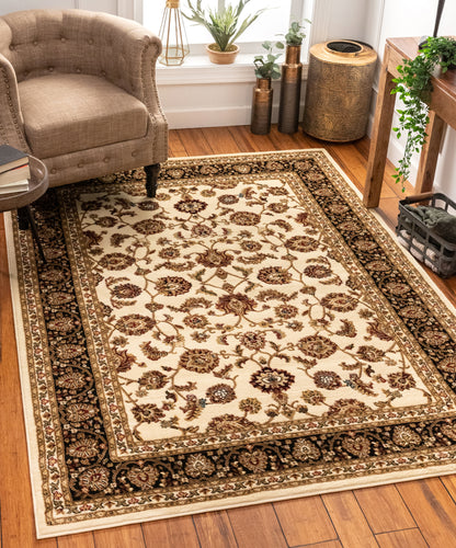 Sarouk Ivory Traditional Rug 54932