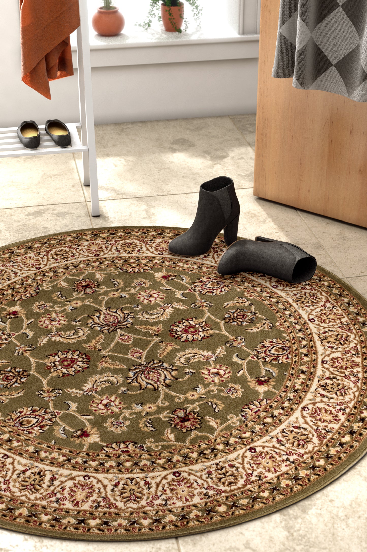 Sarouk Green Traditional Rug 54935
