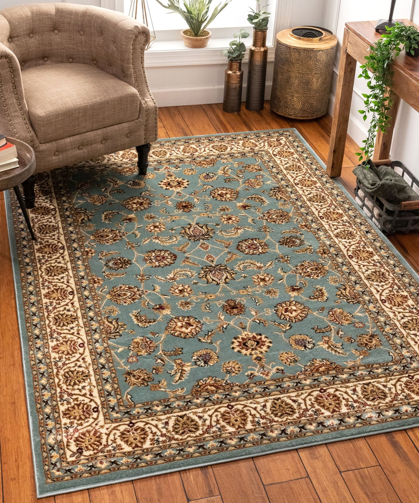 Sarouk Light Blue Traditional Rug 54936