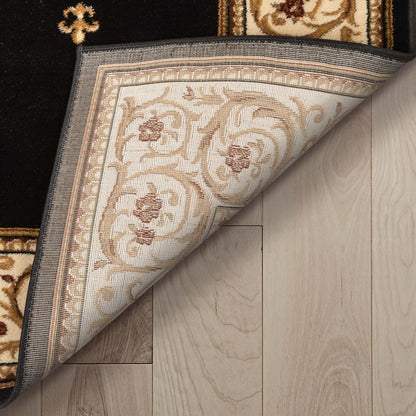 Barclay Fleur De Lis Black Rug 55003