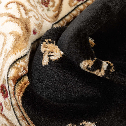 Barclay Fleur De Lis Black Rug 55003