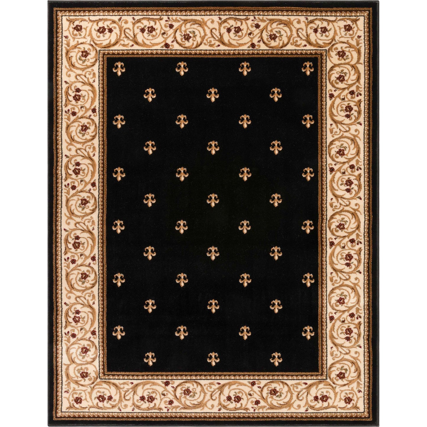 Barclay Fleur De Lis Black Rug 55003