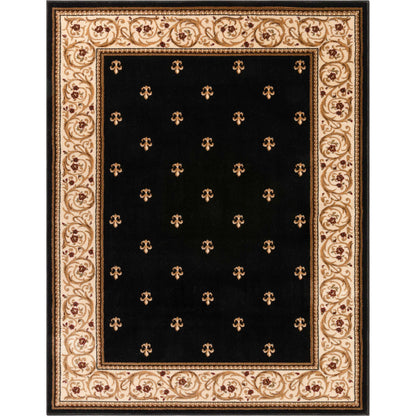 Barclay Fleur De Lis Black Rug 55003