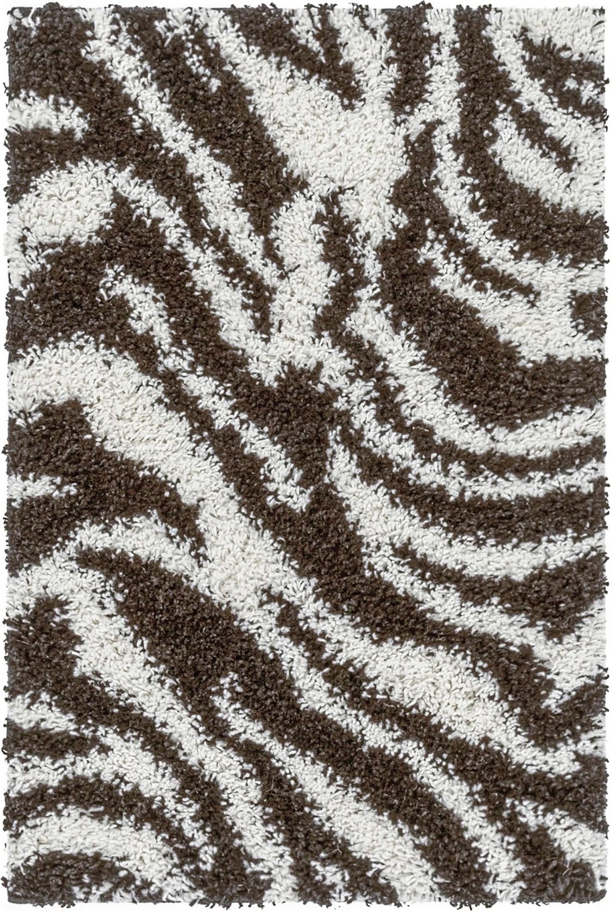 Safari Zebra Brown Contemporary Shag Rug 7038