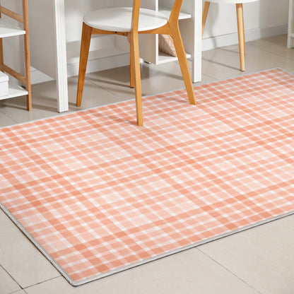 Crayola Solid Plaid Coral Rug CRA-18A