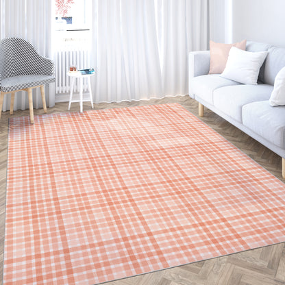 Crayola Solid Plaid Coral Rug CRA-18A