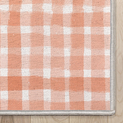 Crayola Solid Plaid Coral Rug CRA-18A