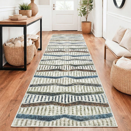 Elemental Ridge Plush Washable Roll Runner Rug ELM-21-R