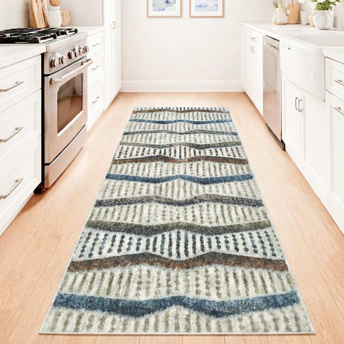 Elemental Ridge Plush Washable Roll Runner Rug ELM-21-R