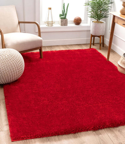 Liza Red Plush Shag Rug FE-10