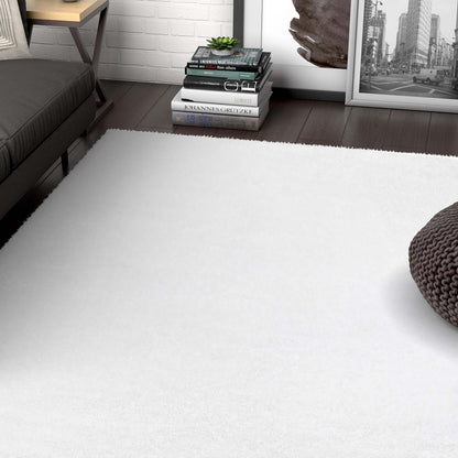 Liza White Plush Shag Rug FE-12