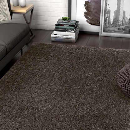 Liza Black Plush Shag Rug FE-13