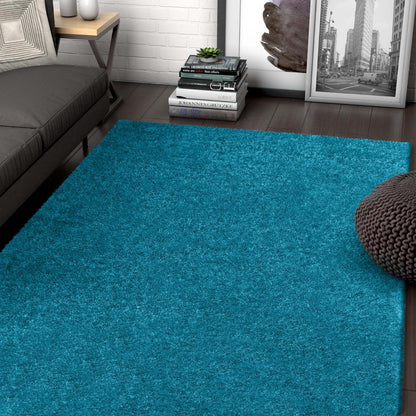 Liza Blue Plush Shag Rug FE-16