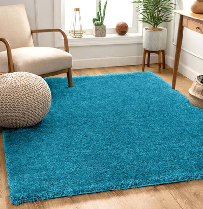 Liza Blue Plush Shag Rug FE-16