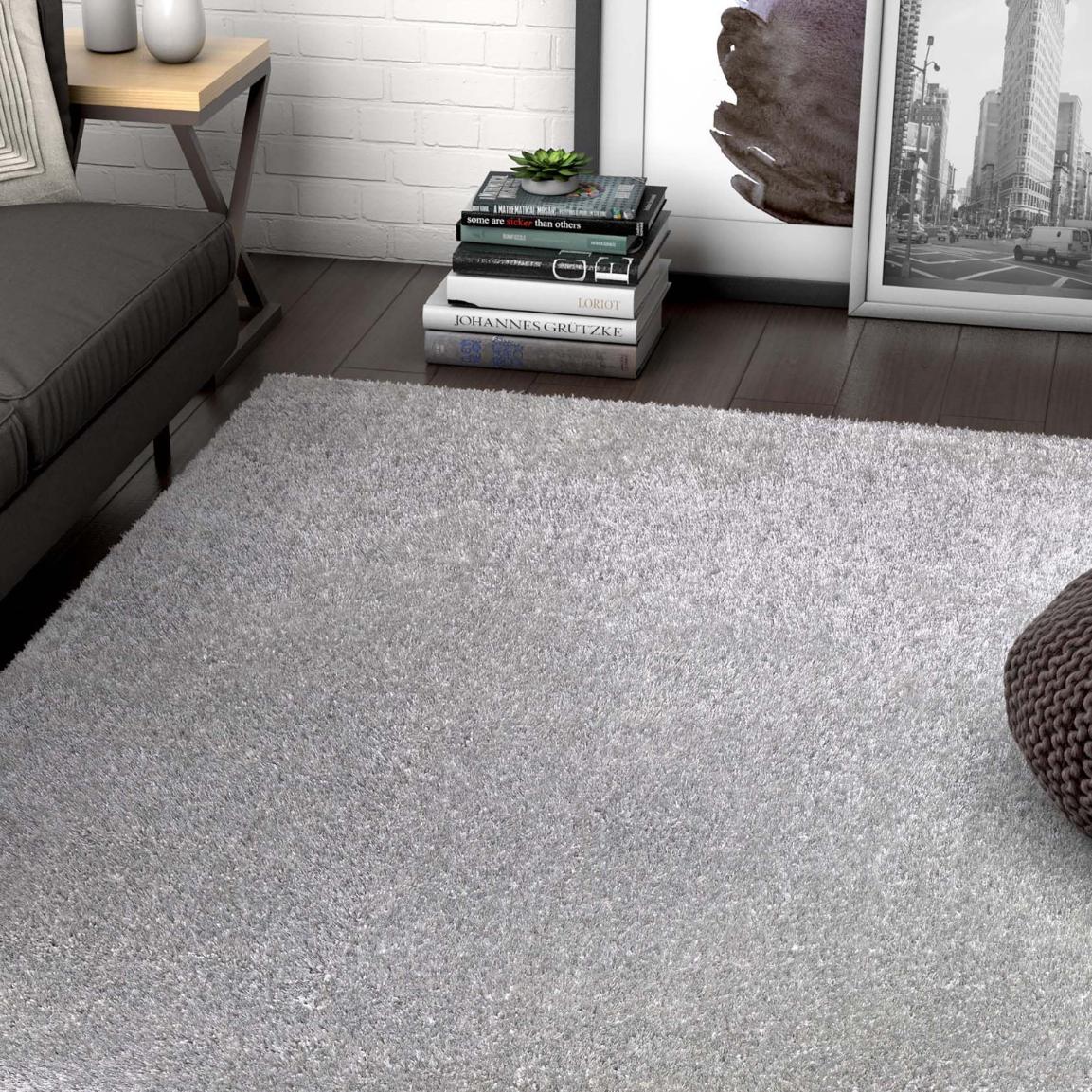 Liza Silver Plush Shag Rug FE-17