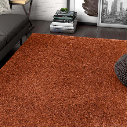 Liza Terracotta Plush Shag Rug FE-19