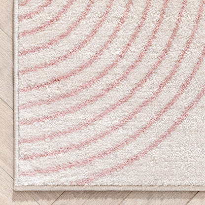 Margot Blush Pink Modern Geometric Boxes Lines 3D Textured Rug GV-07