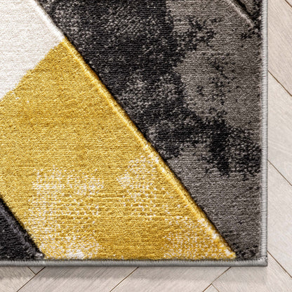 Rosa Gold Modern Geometric 3D Textured Rug GV-101