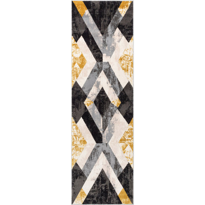 Rosa Gold Modern Geometric 3D Textured Rug GV-101