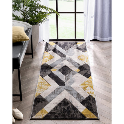 Rosa Gold Modern Geometric 3D Textured Rug GV-101