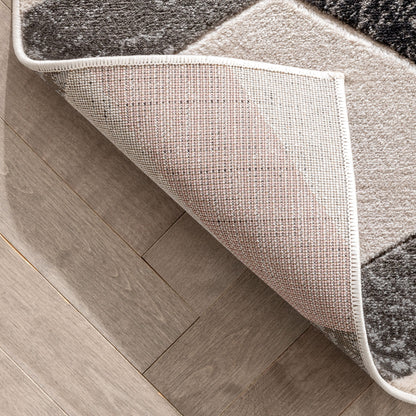 Millie Blush Pink Modern Zigzag Geometric 3D Textured Rug GV-17