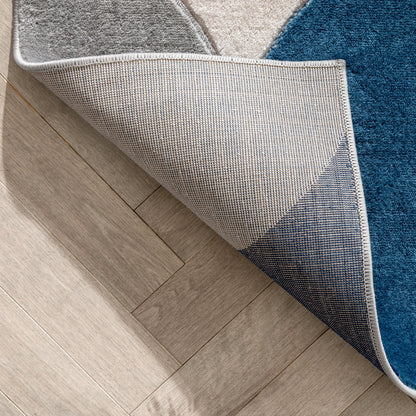 Helena Blue Mid-Century Modern Abstract Geometric 3D Textured Rug GV-34