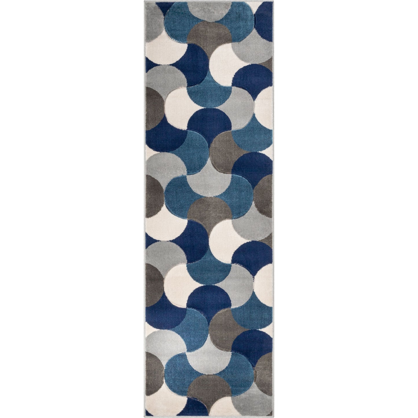 Helena Blue Mid-Century Modern Abstract Geometric 3D Textured Rug GV-34