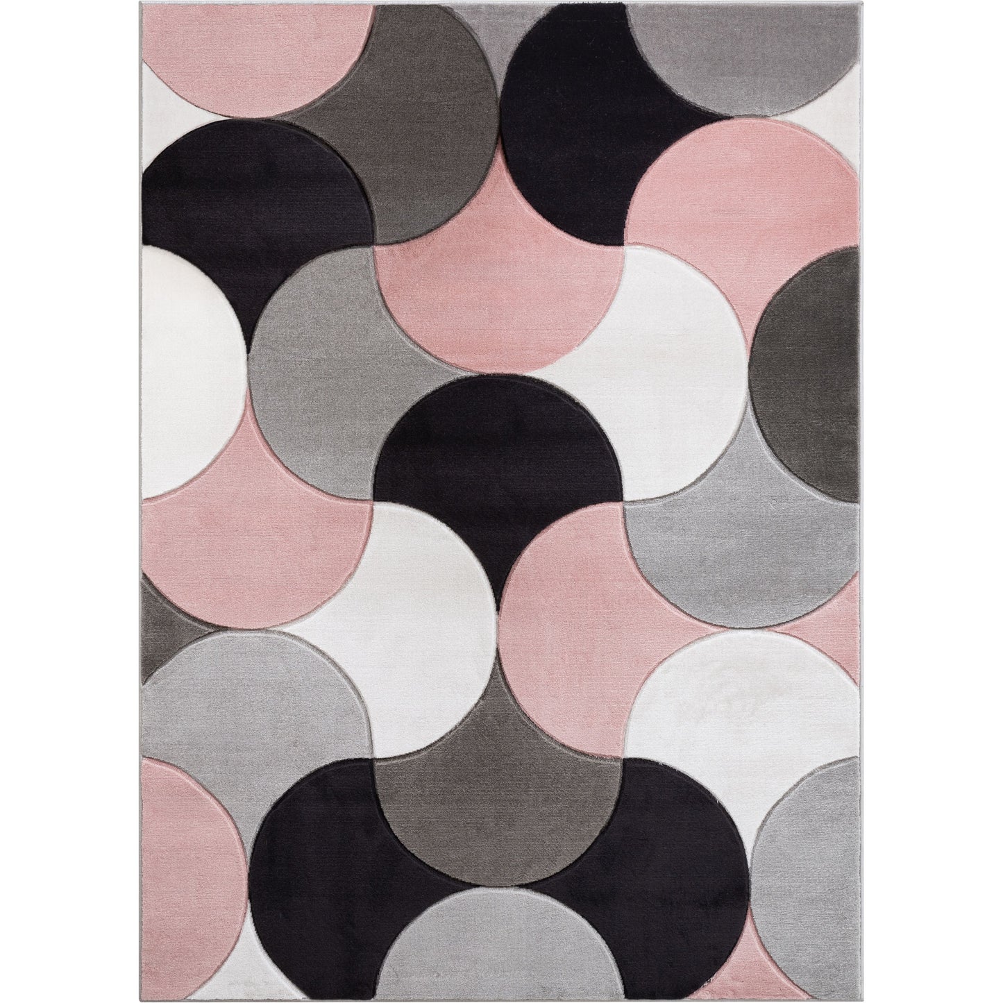 Helena Blush Pink Mid-Century Modern Abstract Geometric 3D Textured Rug GV-37