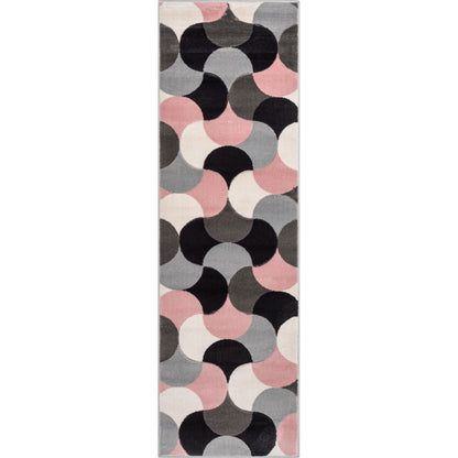 Helena Blush Pink Mid-Century Modern Abstract Geometric 3D Textured Rug GV-37