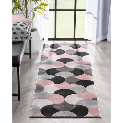 Helena Blush Pink Mid-Century Modern Abstract Geometric 3D Textured Rug GV-37