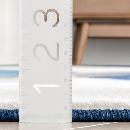 Nora Blue Modern Geometric Stripes 3D Textured Rug GV-84