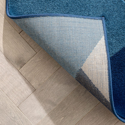 Nora Blue Modern Geometric Stripes 3D Textured Rug GV-84