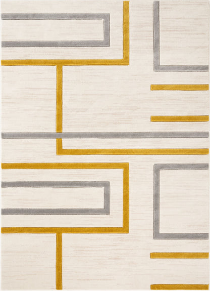 Fiona Gold Modern Geometric Lines 3D Textured Rug GV-91