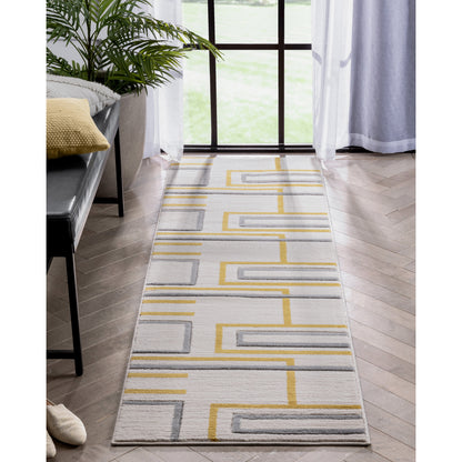 Fiona Gold Modern Geometric Lines 3D Textured Rug GV-91