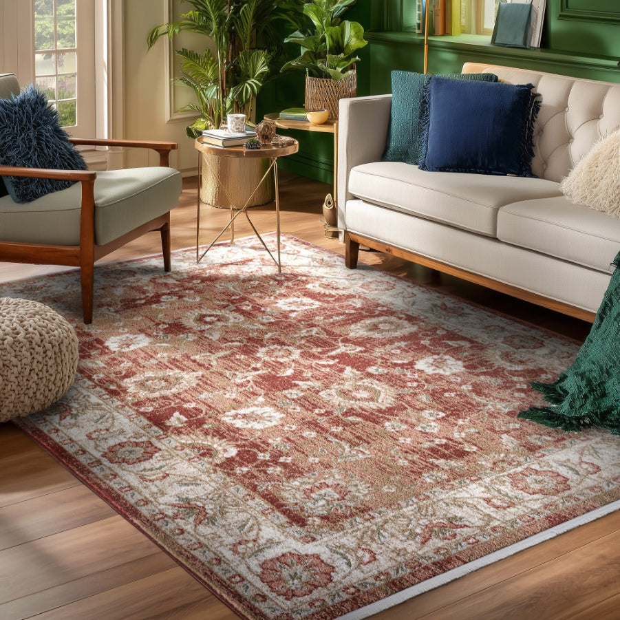 Indira Elysium Crimson Rug with Fringe IND-100
