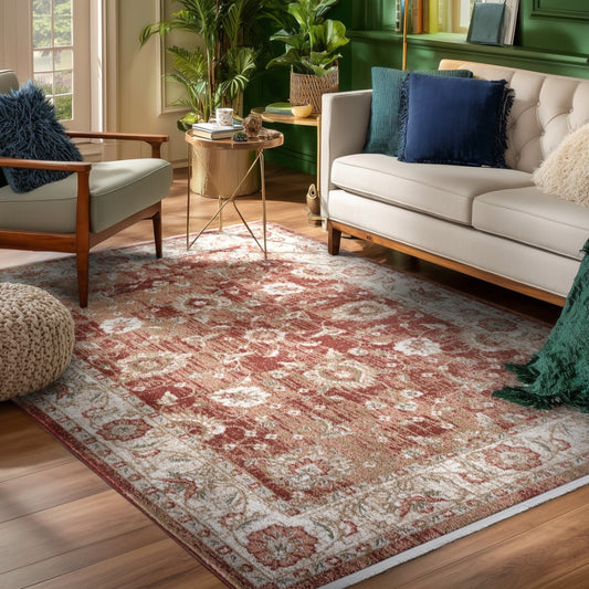 Indira Elysium Crimson Rug with Fringe IND-100