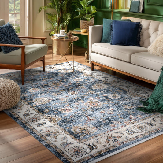 Indira Elysium Midnight Blue Rug with Fringe IND-106